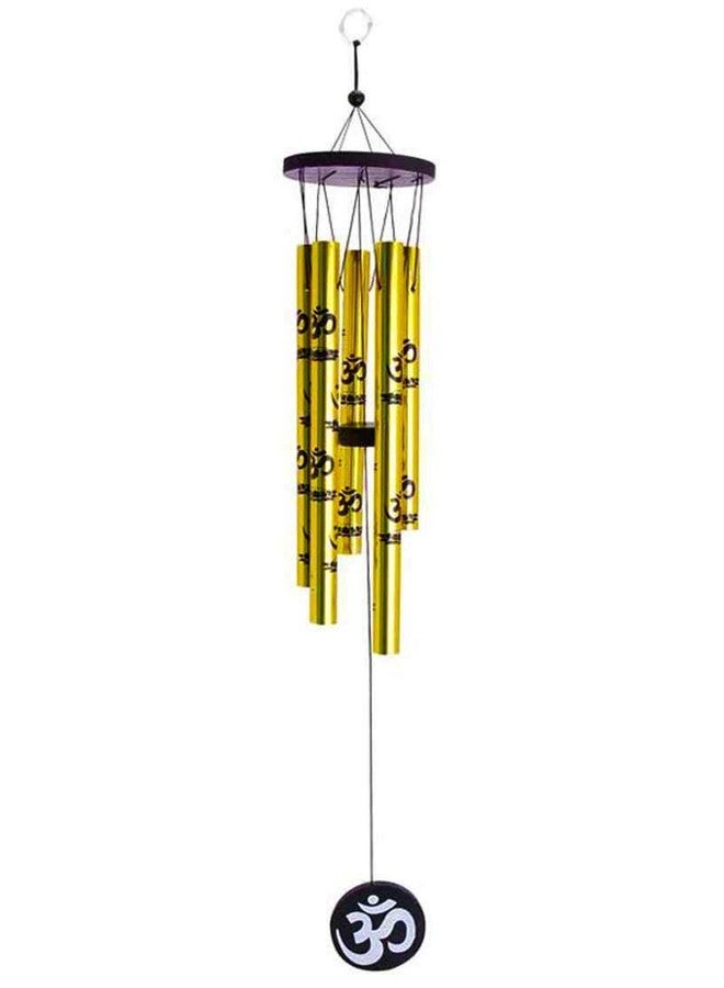 CrazyCrafts Metal Wind Chimes with 5 Golden Pipes OM Printings Home Balcony Garden Positive Energy, Home Decor Hanging Long Brass Tubes Gifts for Loved Ones (Extra Large) 72 Cm / 29 inches - Image 1